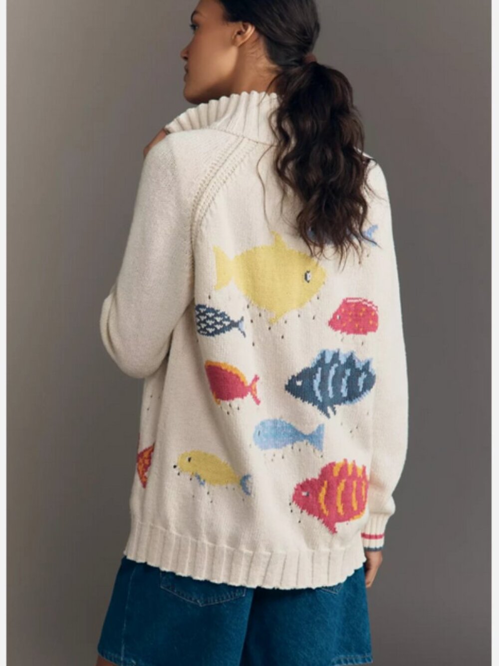 Anthropologie Pilcro Fish Icon Zip-Up Sweater Cardigan Size S NWT Small - Picture 6 of 6